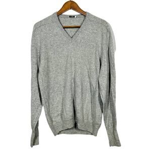 Vintage 90s MM Cohn V Neck Sweater Ribbed Neck Long Sleeve Grey - M